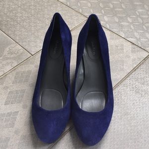 Blue suede Calvin Klein Heels